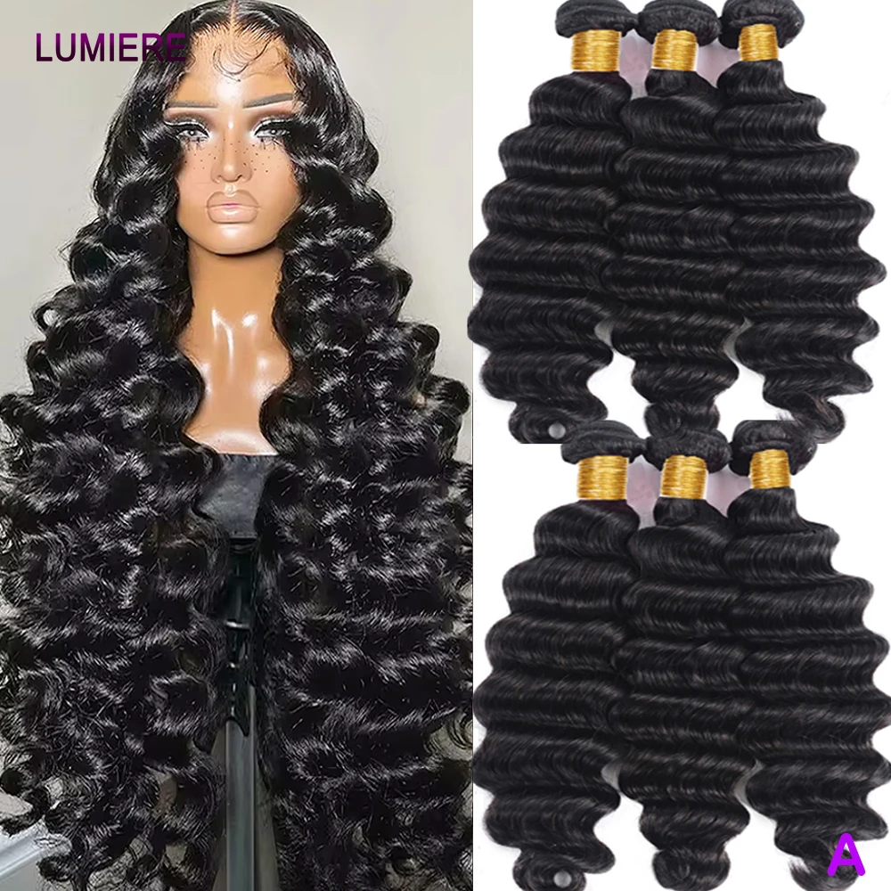 Loose Deep Wave Bundles  Raw Virgin Human Hair Brazilian 30 32 Inch Curly Hair Bundles  Human Hair Extensions Wholeasle 8-40 Inch Natural Wave Raw Human Hair Extensions Virgin Deep Wave Hair Bundles Wet And Wavy Hair Bundles 3/4 Pcs Extension