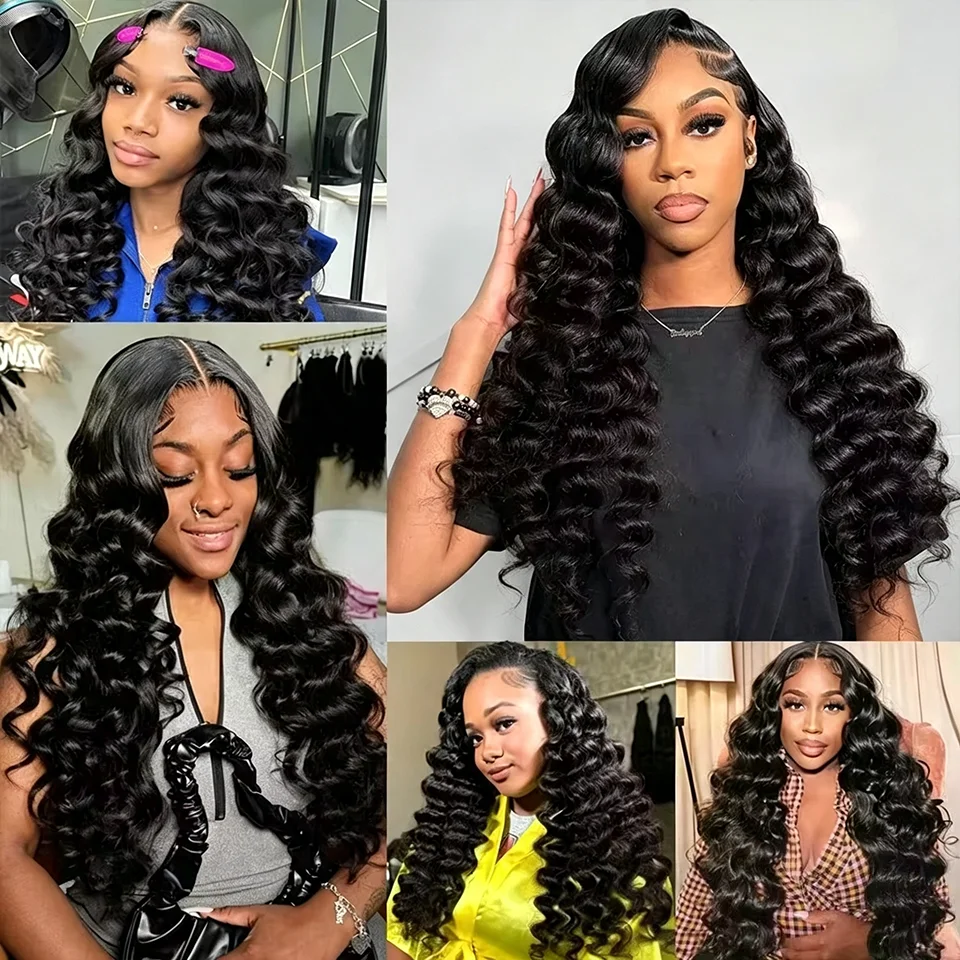 Loose Deep Wave Bundles  Raw Virgin Human Hair Brazilian 30 32 Inch Curly Hair Bundles  Human Hair Extensions Wholeasle 8-40 Inch Natural Wave Raw Human Hair Extensions Virgin Deep Wave Hair Bundles Wet And Wavy Hair Bundles 3/4 Pcs Extension