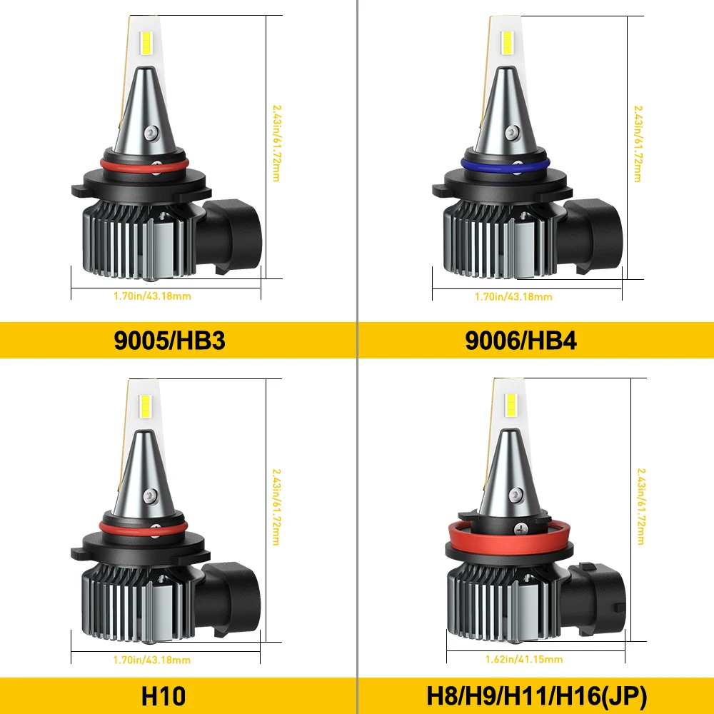 AUXITO 2Pcs H8 H11 H16(JP) LED Fog Lights 6500K White H10 H16(EU) H27 880 881 5202 9006 HB4 PSX26W PSX24W LED Fog Lamp DRL Car Driving Lamp 12V Fanless