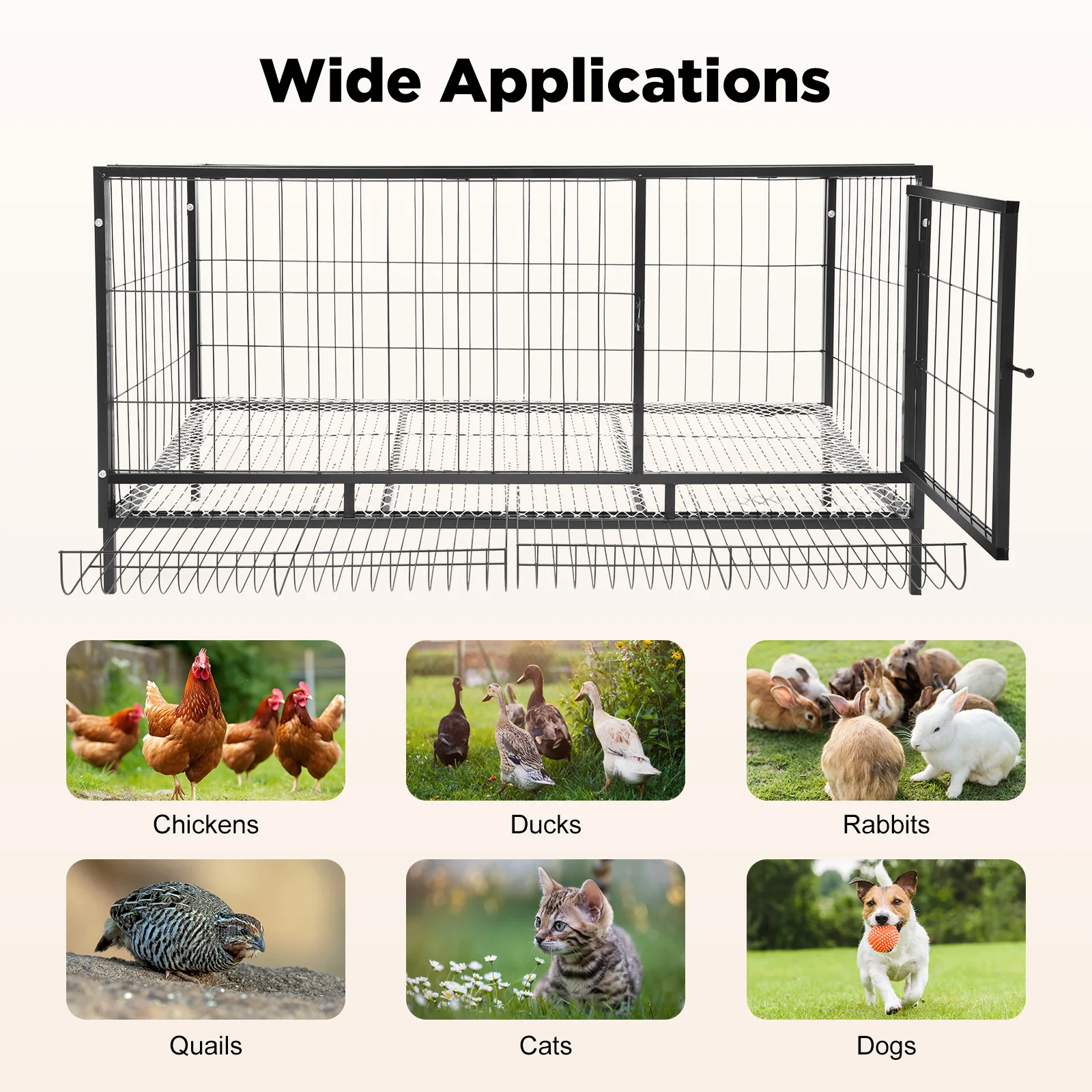 Black Large Chicken Coop for 10 Hens with Automatic Egg Collection, Indoor Outdoor Wooden Aviary Hen House with Nesting Boxes & Waterproof Roof, Easy Clean Tray for Backyard Poultry Chicken Farm