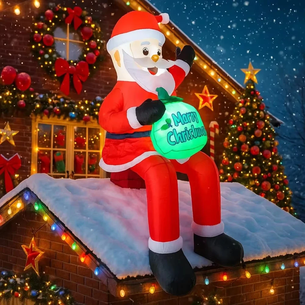 5.6FT Inflatable Christmas Santa Claus Decoration LED Home Ornament Christmas Gifts Supplies Toy Xmas Yard Decor