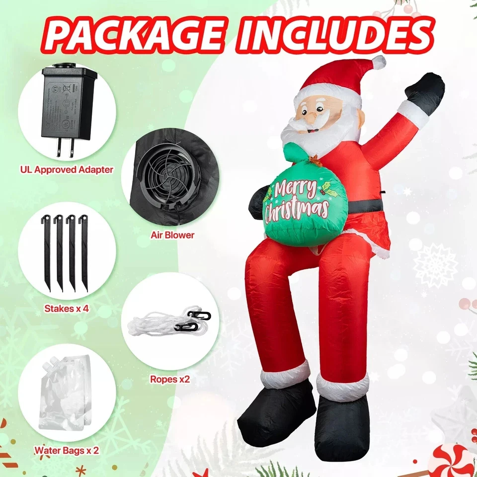5.6FT Inflatable Christmas Santa Claus Decoration LED Home Ornament Christmas Gifts Supplies Toy Xmas Yard Decor