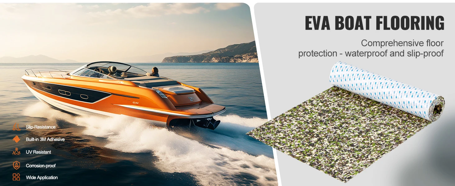 SucceBuy Boat Flooring EVA Foam Boat Decking Non-Slip Self-Adhesive Flooring Marine Carpet for Boats Yacht Pontoon Kayak Decking
