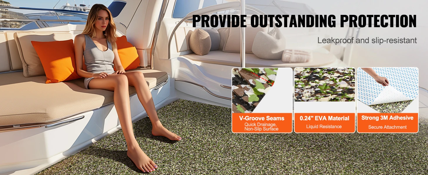 SucceBuy Boat Flooring EVA Foam Boat Decking Non-Slip Self-Adhesive Flooring Marine Carpet for Boats Yacht Pontoon Kayak Decking