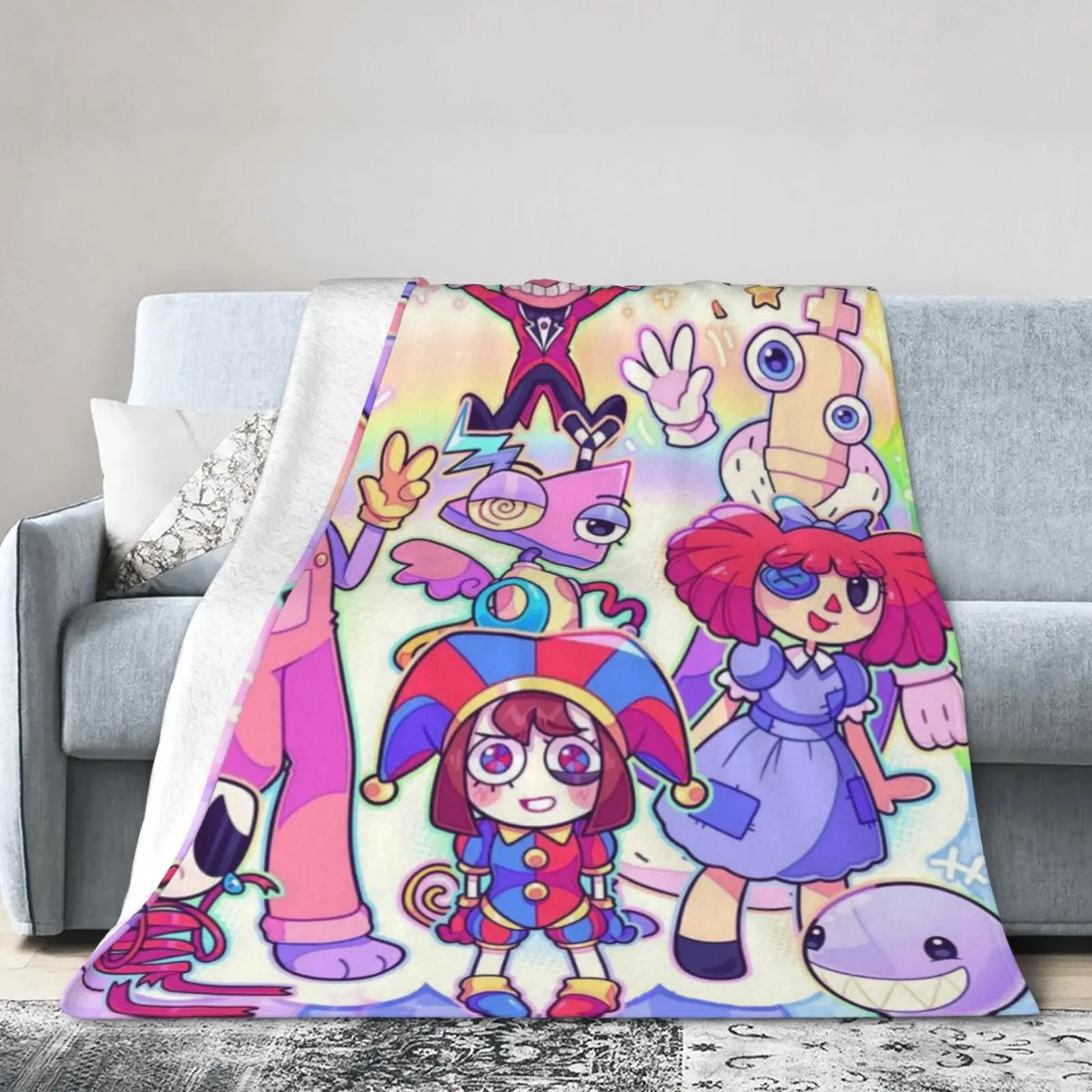 A-Amazing D-Digital Anime Circus Cozy Super Soft Flannel Blanket, Funny Game Theme Warm Throw Blanket For Living Room,Home Decor