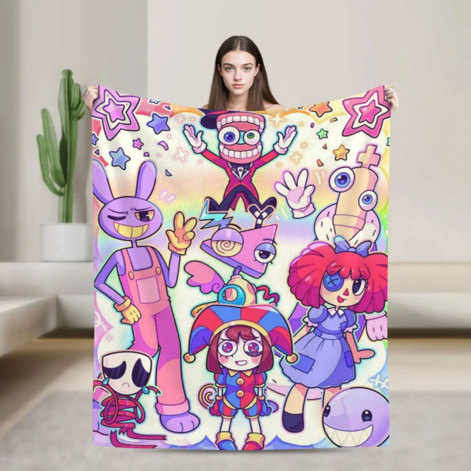 A-Amazing D-Digital Anime Circus Cozy Super Soft Flannel Blanket, Funny Game Theme Warm Throw Blanket For Living Room,Home Decor