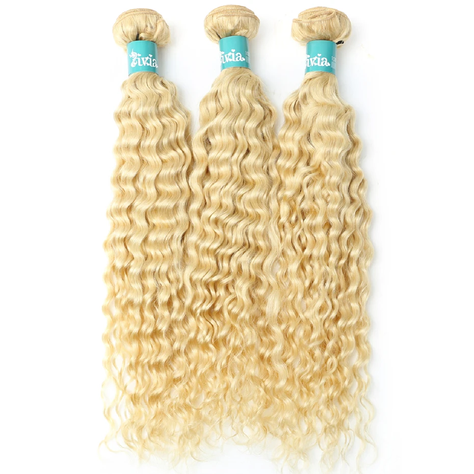 8-32 inch Deep Wave Human Hair Bundles Remy Brazilian Hair 613 Blonde Colored Deep Wave 1/3/4 Bundles Deals Human Hair Extension