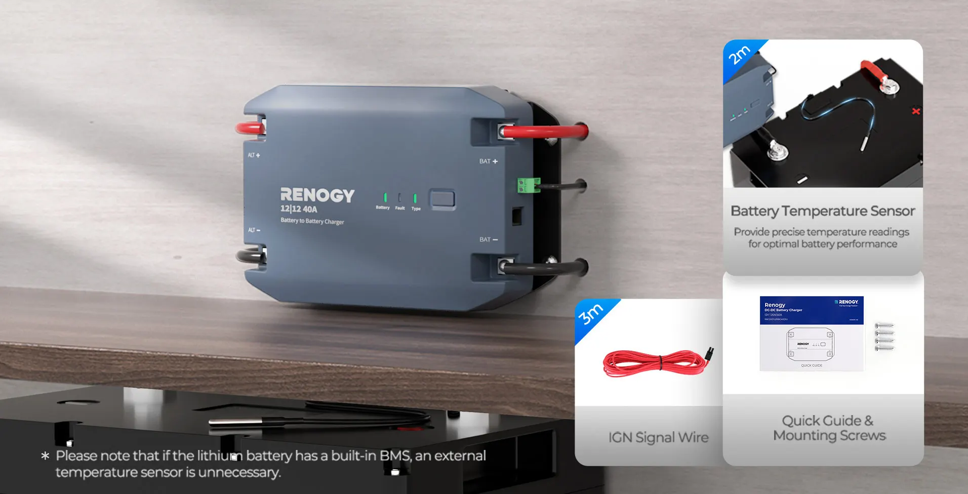 Renogy 12V 40A DC to DC Battery Charger, Using Multi-Stage Charging in RVs, Commercial Vehicles, Boats, Yachts