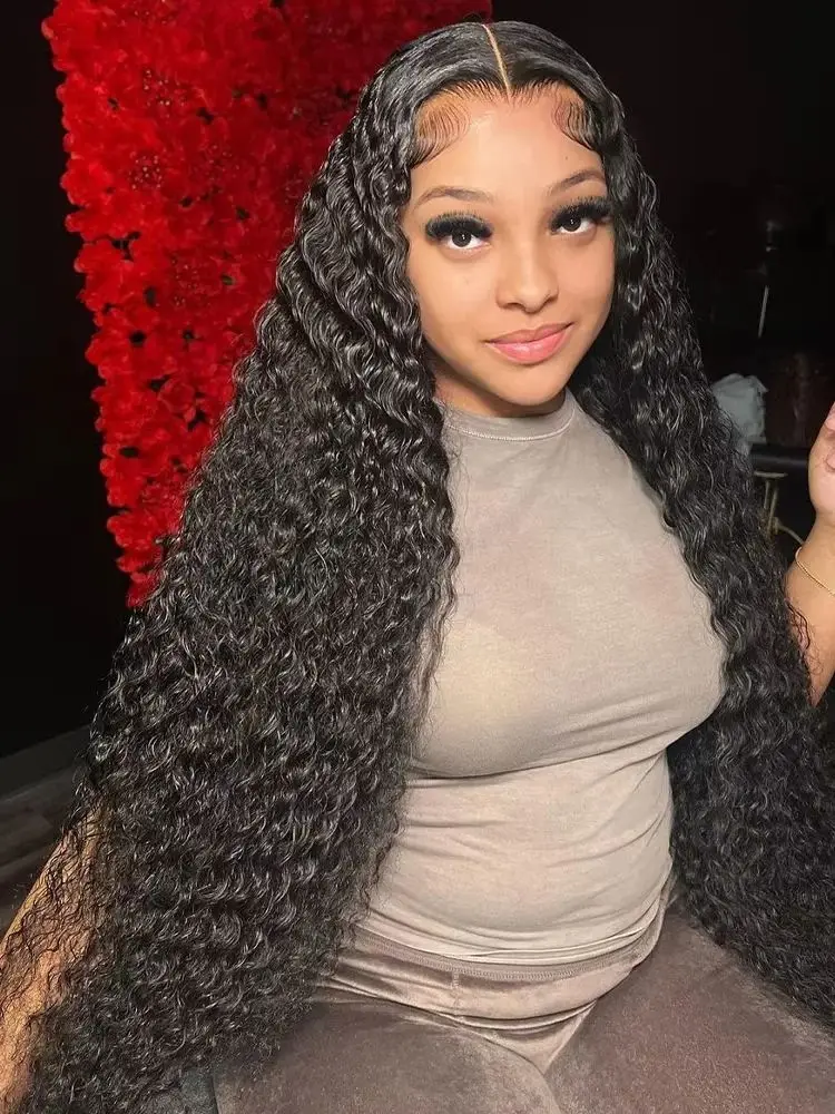 Water Wave Brazilian 250% Density 30 32 inch 13x6 HD Lace Front Human Hair Wig Deep Wave 13x4 Frontal Glueless Curly Closure Wig