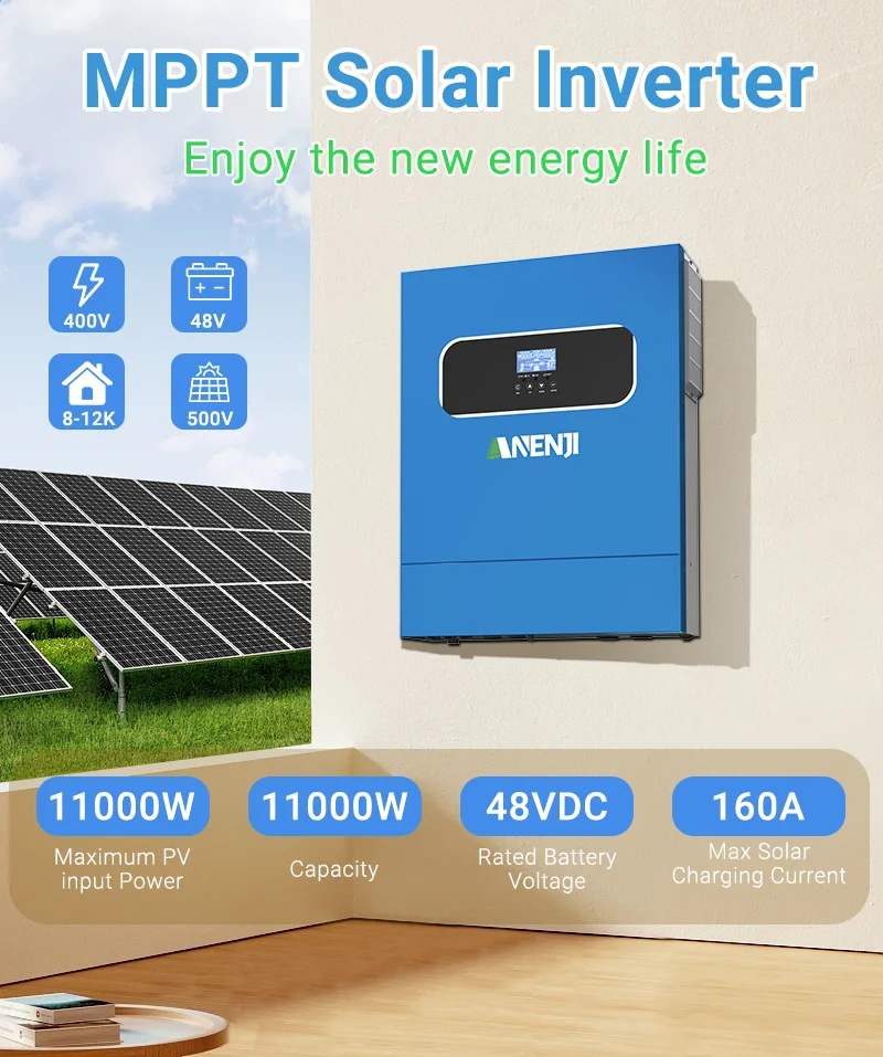 ANENJI 11KW 48V Hybrid Solar Inverter MPPT 160A PV 500V Solar Charge Controllers On/Off Grid With WIFI ﻿