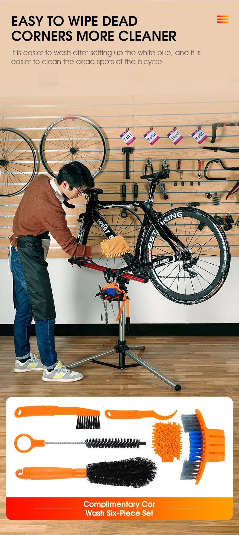 WEST BIKING Portable Bike Repair Stand Aluminum Alloy MTB Road Bicycle Repair Workstand Adjustable Storage Display Stand