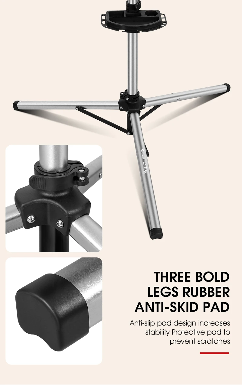 WEST BIKING Portable Bike Repair Stand Aluminum Alloy MTB Road Bicycle Repair Workstand Adjustable Storage Display Stand
