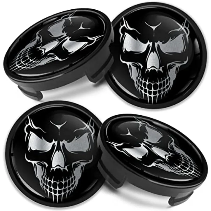 4 x Center Hubcaps Compatible with Ford Centre Caps for Alloy Wheels 54 mm Silver Black CF 29