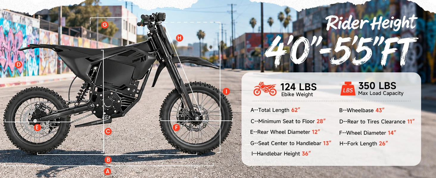 QRONGE X1 Spark Electric Dirt Bike for Teens Adults 4500W Peak Electric Motorcycle 60V 28.8Ah E-Dirt Bike 60 Mile Range E-Bike + 1 Year Warranty