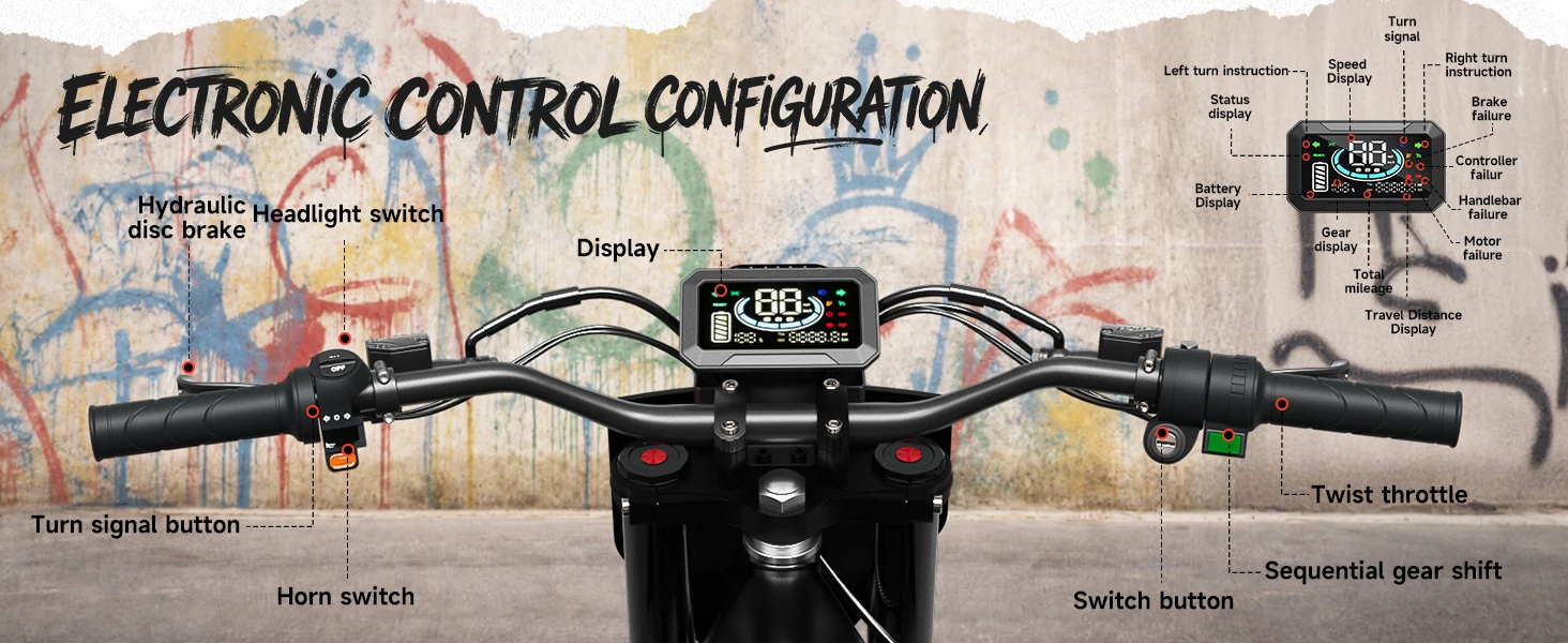 QRONGE X1 Spark Electric Dirt Bike for Teens Adults 4500W Peak Electric Motorcycle 60V 28.8Ah E-Dirt Bike 60 Mile Range E-Bike + 1 Year Warranty