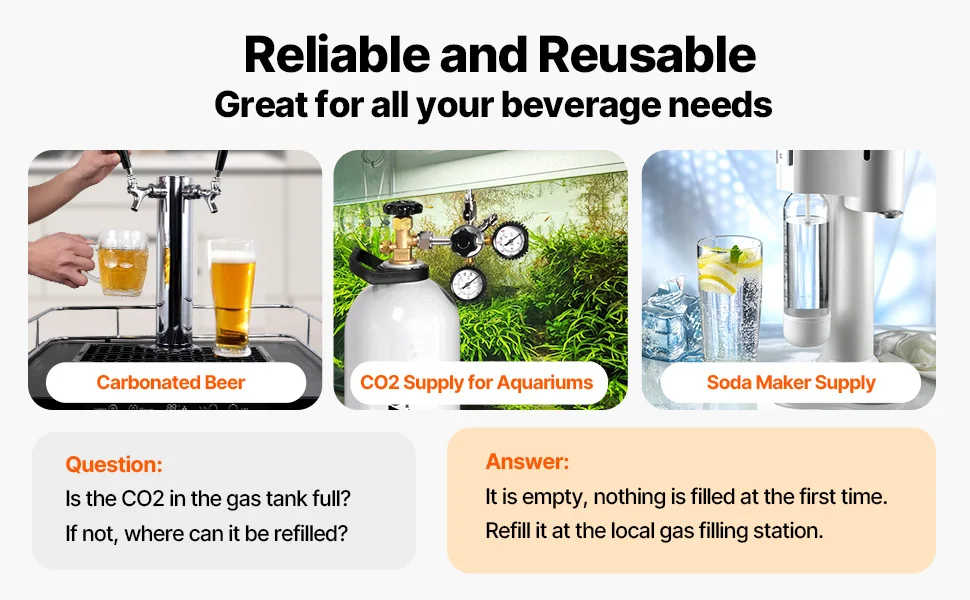 SucceBuy CO2 Tank 10 lbs New Aluminum Alloy Cylinder CO2 Air Tank with Light Spray Coating DOT Approved Cylinder for Draft Beer