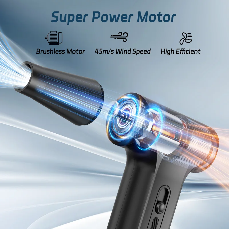 Compressed Air Duster-Stepless Adjustable 110,000RPM Electric Cleaner for Keyboard, PC Cleaning, Rechargeable Cordless Jet Dry B
