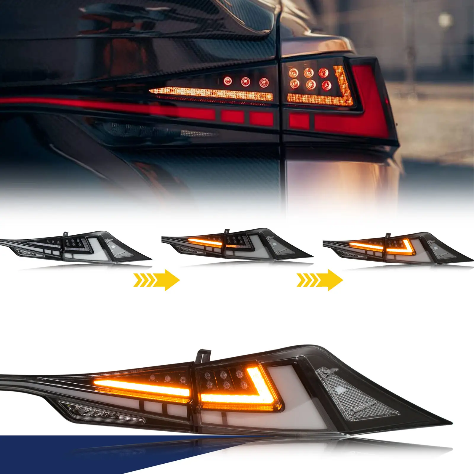 LED RGB Tail Lights Assembly for Lexus IS250 IS350 IS300 IS200t ISF 2014-2020 3IS Color Change Clear Rear Lamps Assembly