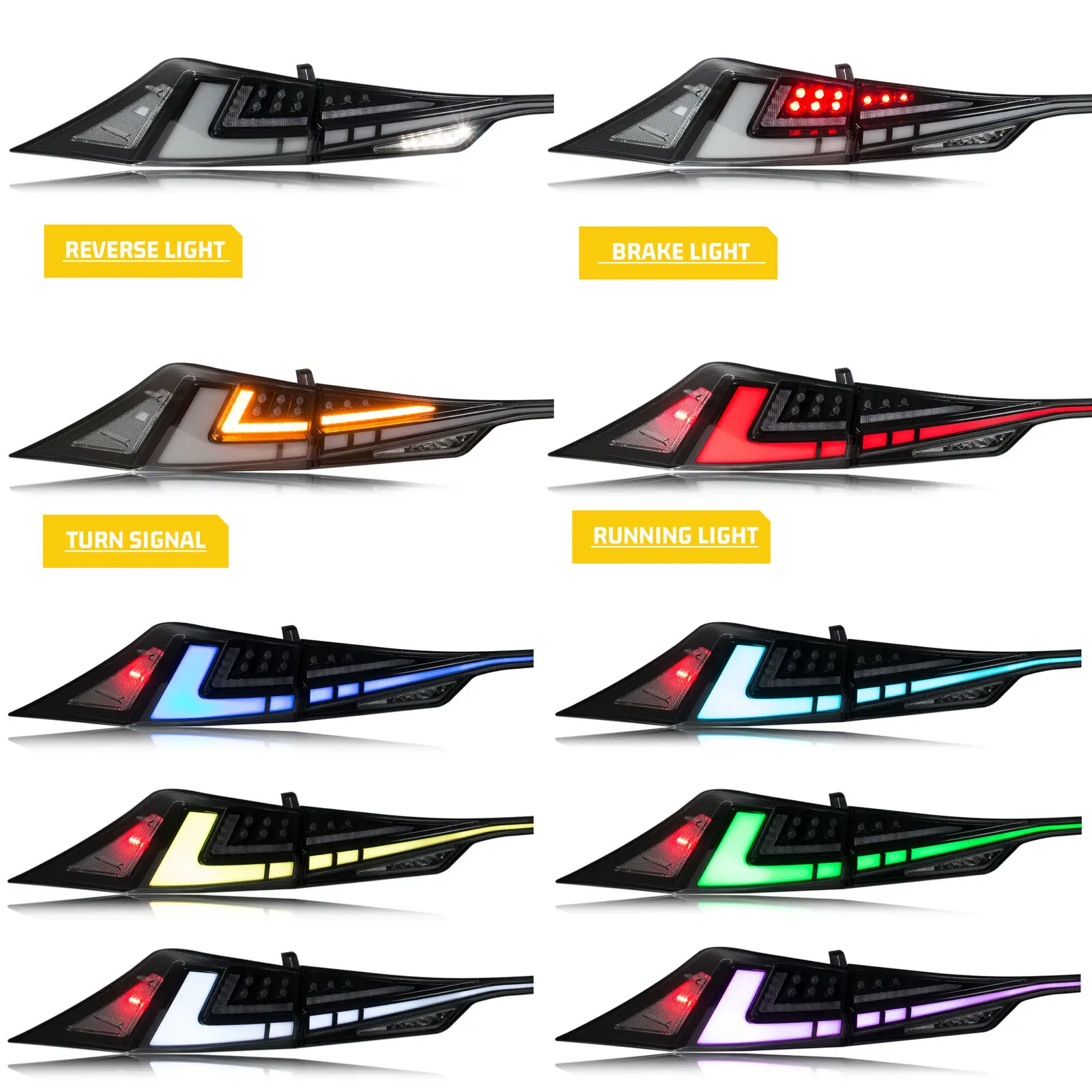 LED RGB Tail Lights Assembly for Lexus IS250 IS350 IS300 IS200t ISF 2014-2020 3IS Color Change Clear Rear Lamps Assembly