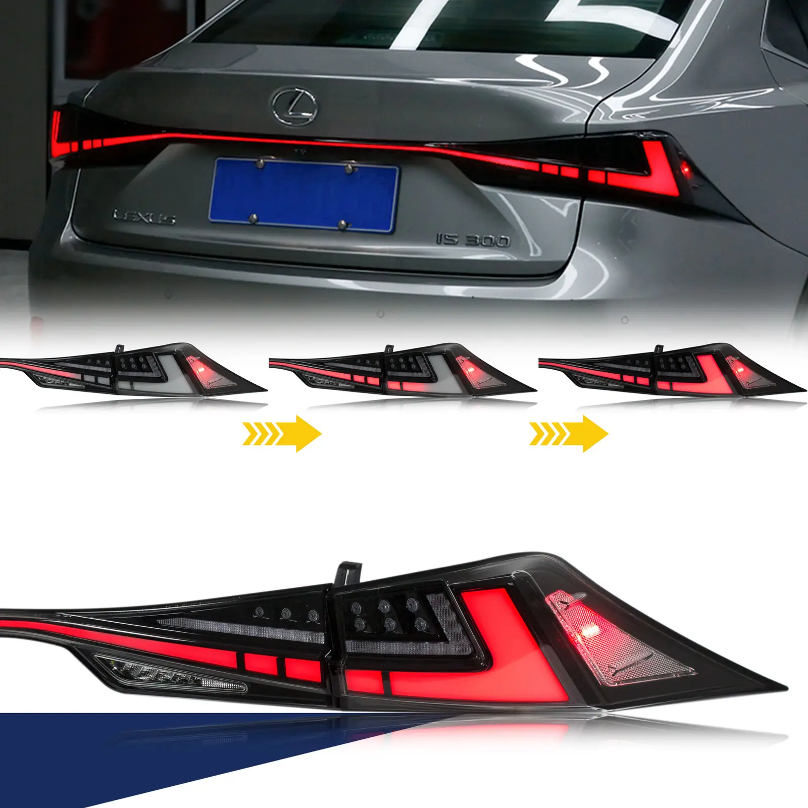 LED RGB Tail Lights Assembly for Lexus IS250 IS350 IS300 IS200t ISF 2014-2020 3IS Color Change Clear Rear Lamps Assembly