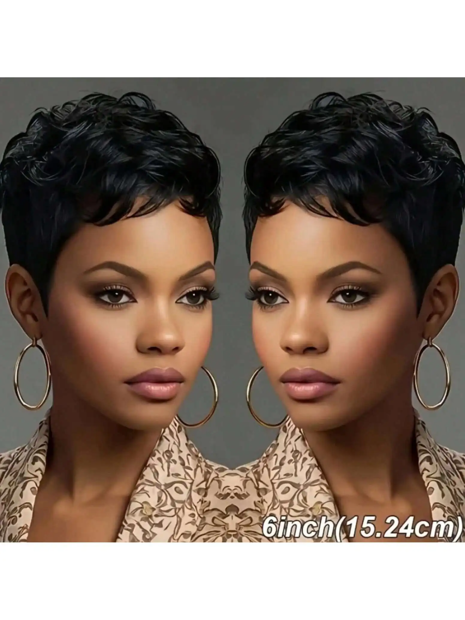 Short Bob Wig ForWomen Pixie Cut Wigs Glueless Wig None Lace Front Wig With Bangs Natural Black Straight Synthetic Wig