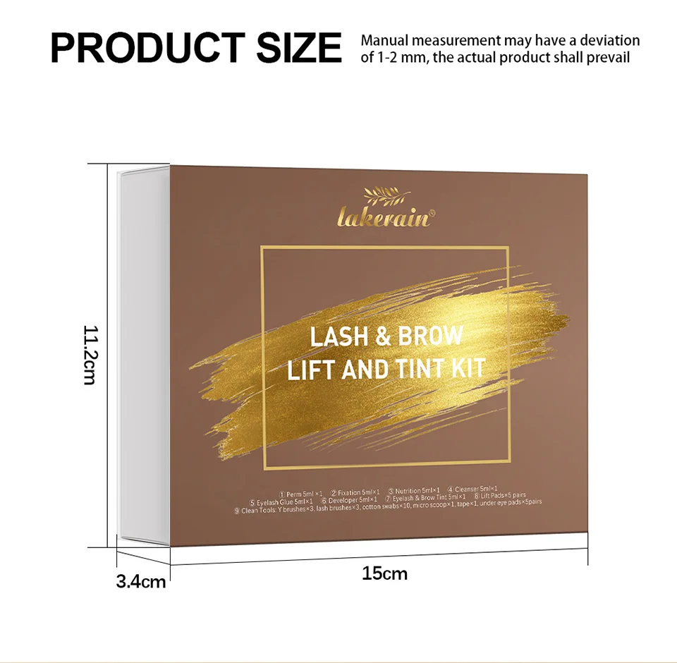 Lash and Brow Lift and Tint Kit Eyelash Perm Salon or Home Use Long Lasting Lakerain Cosmetics Makeup Ues for Salon Home