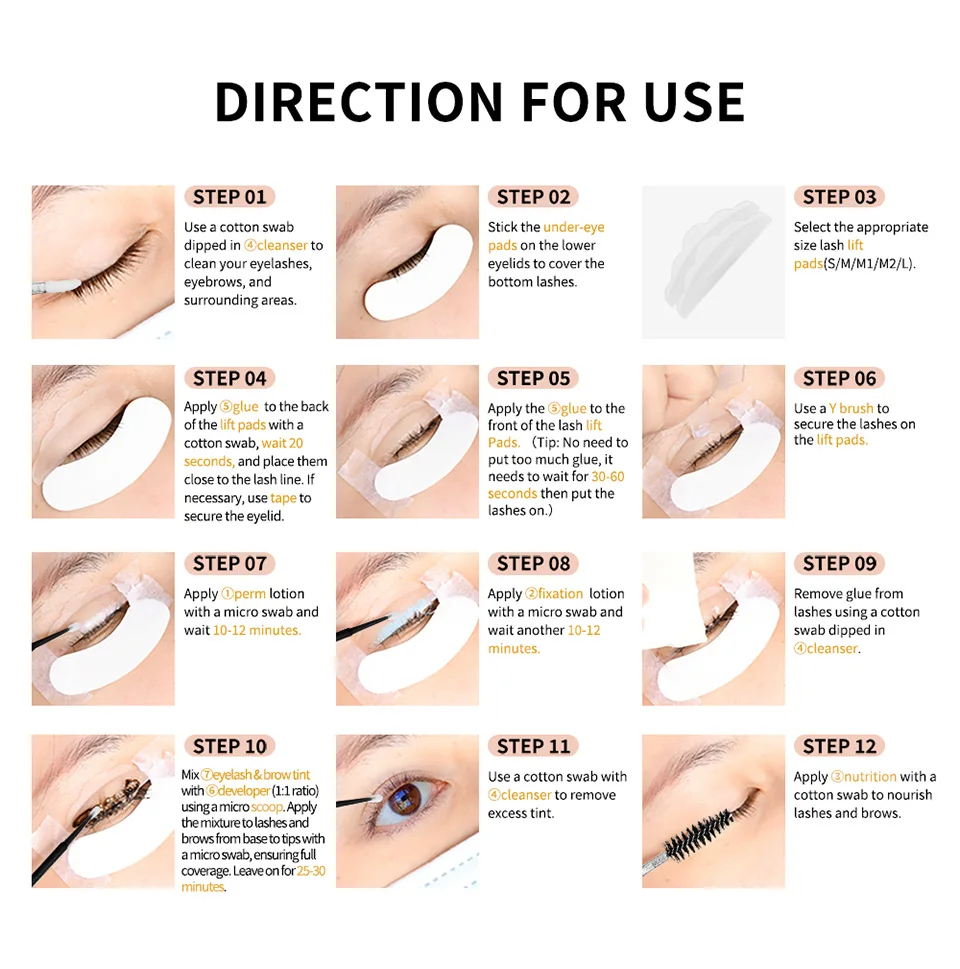 Lash and Brow Lift and Tint Kit Eyelash Perm Salon or Home Use Long Lasting Lakerain Cosmetics Makeup Ues for Salon Home