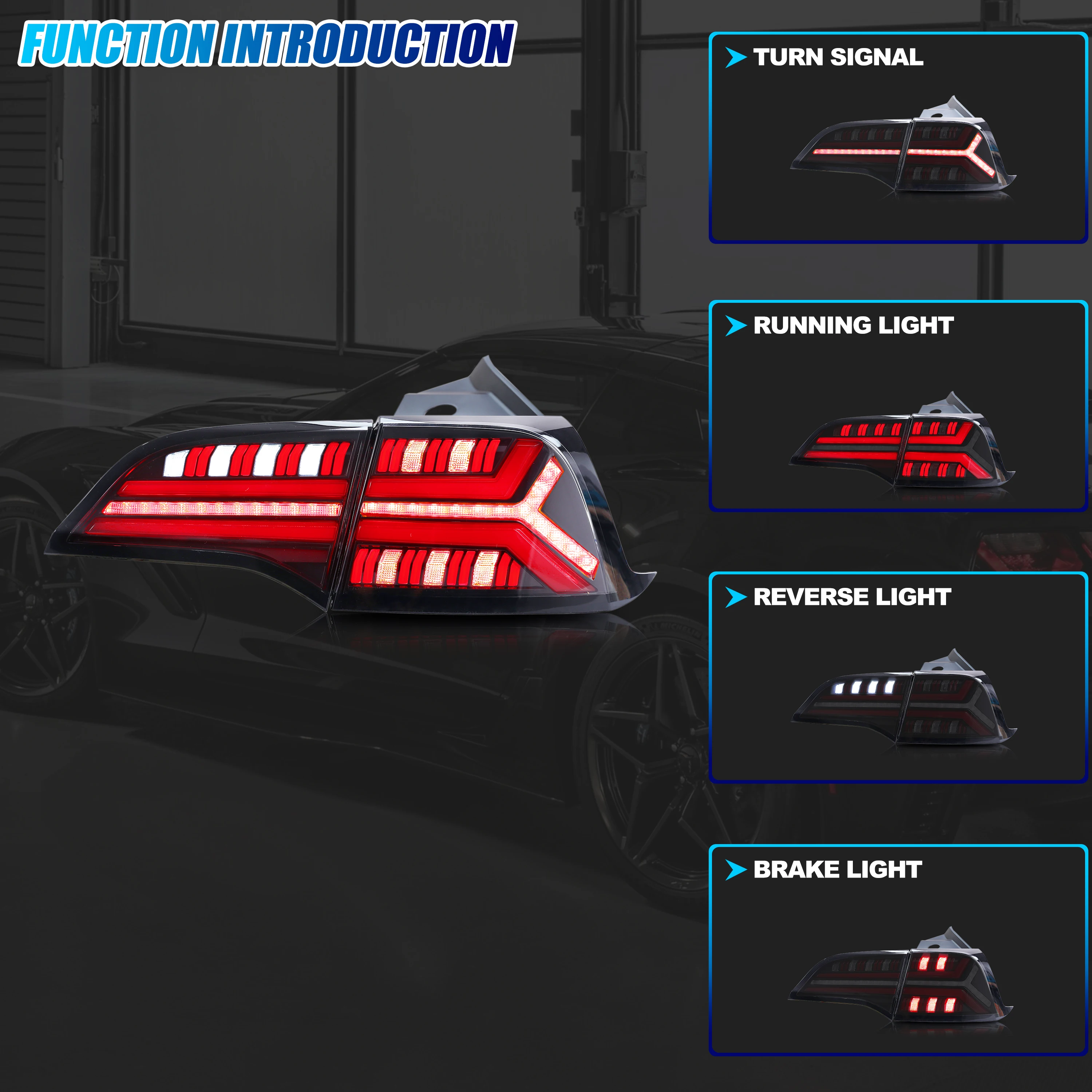 LED Tail Lights for Tesla Model 3 Model Y 2017-2023 Sequential Turn Signal Start-up Animation Black Rear Lamps Assembly