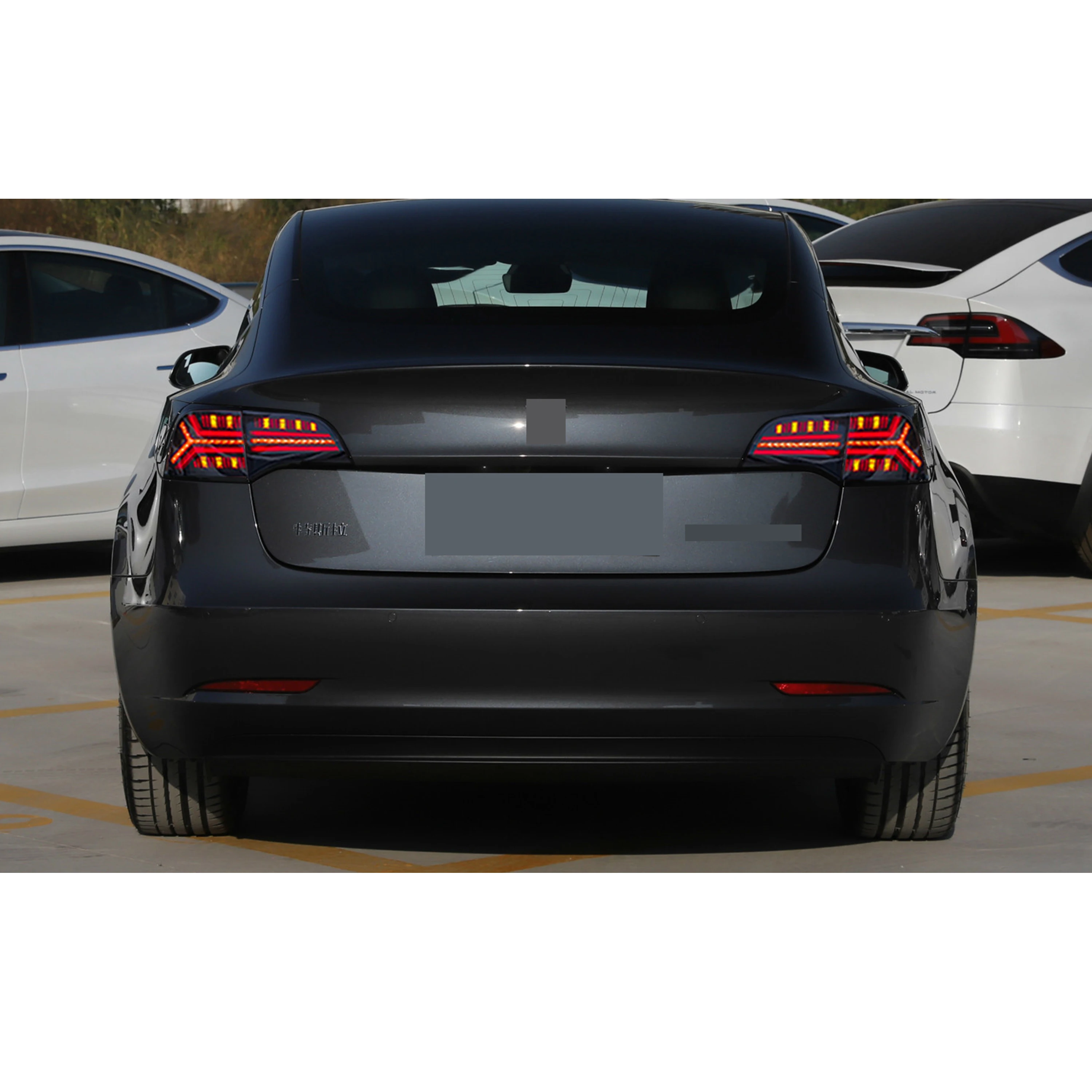 LED Tail Lights for Tesla Model 3 Model Y 2017-2023 Sequential Turn Signal Start-up Animation Black Rear Lamps Assembly