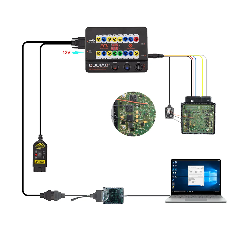 GODIAG GT100 PLUS GPT ENET DOIP 24V-12V AUTO TOOLS OBD II Break Out Box ECU Connector