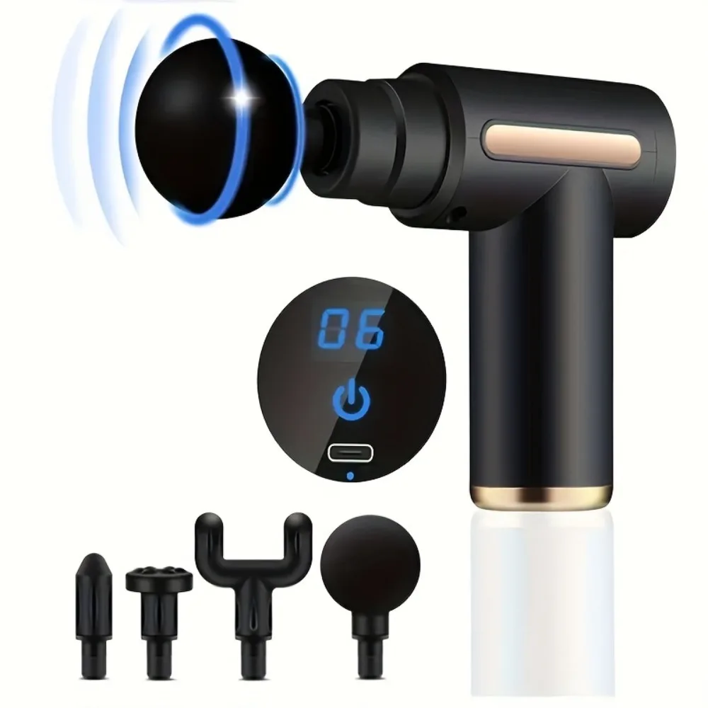 Mini Fascia Gun Household Portable Muscle Relaxer USB Rechargeable Small Massager Deep Tissue Percussion Random Color