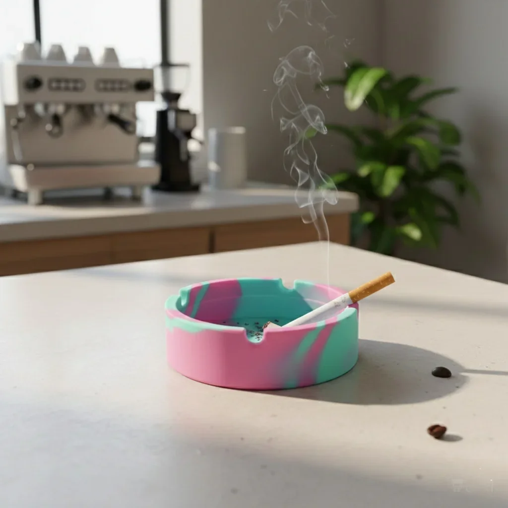 Unbreakable Silicone Ashtray - Heat Resistant Marble Pattern Cigarette Holder, Portable Windproof Ashtray for Home, Office