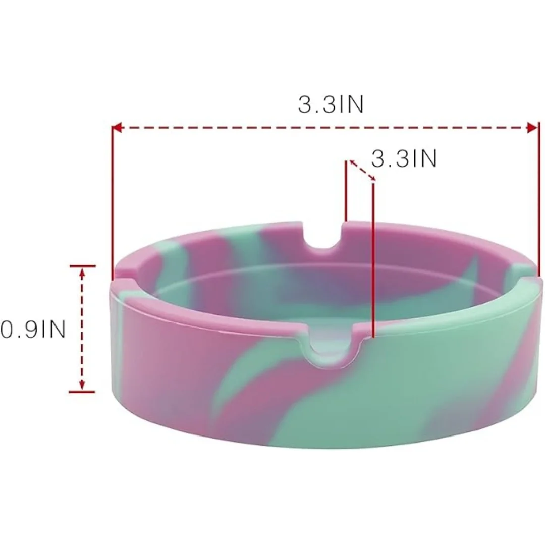 Unbreakable Silicone Ashtray - Heat Resistant Marble Pattern Cigarette Holder, Portable Windproof Ashtray for Home, Office