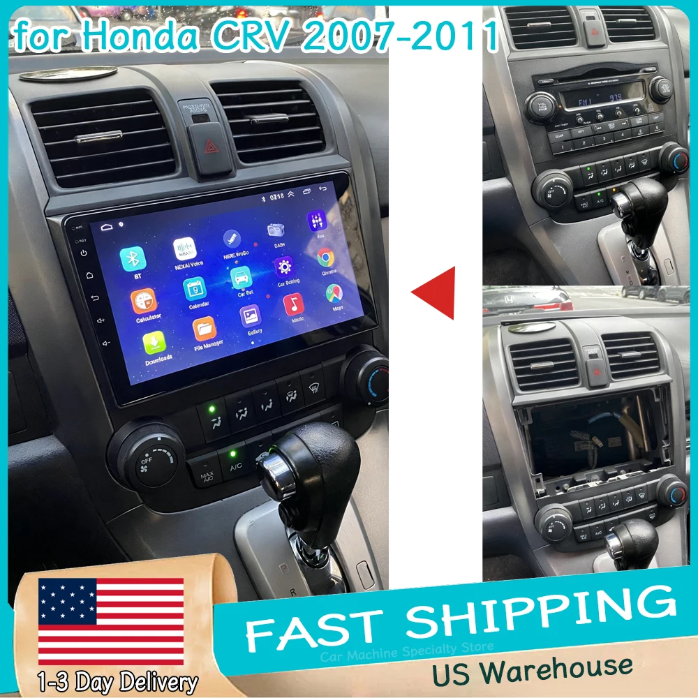 9''Car Radio Stereo Android15 GPS Navigation for Honda CRV 2007-2011 with Carplay Android Auto WiFi Bluetooth AHD Camera 2+64GB
