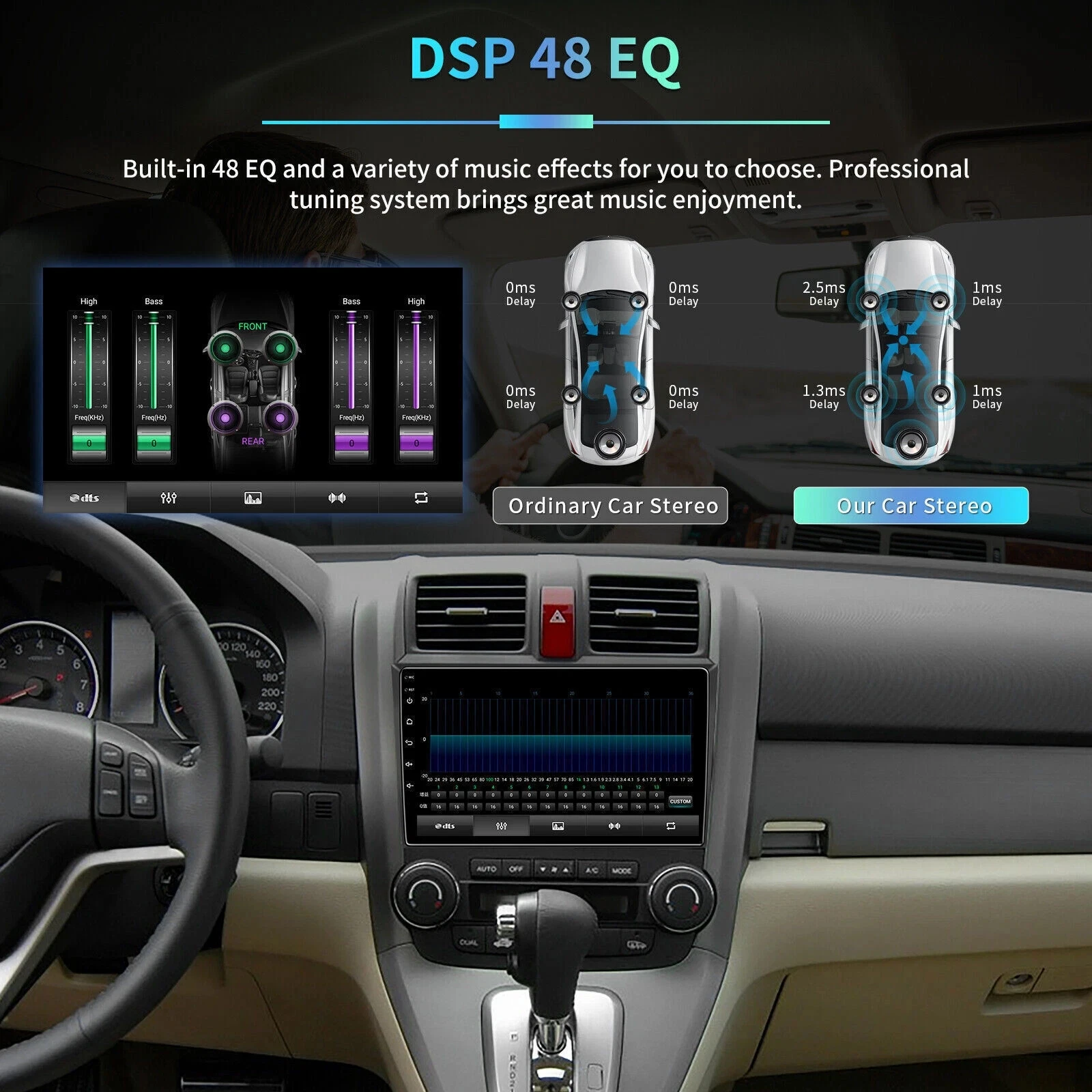 9''Car Radio Stereo Android15 GPS Navigation for Honda CRV 2007-2011 with Carplay Android Auto WiFi Bluetooth AHD Camera 2+64GB