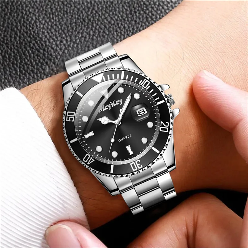 Fashion Men Business Watches Stainless Steel Band Men Calendar Quartz Watch Casual Clock Sports Wristwatch Reloj Hombre