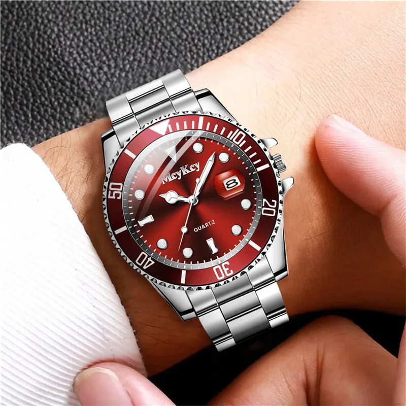 Fashion Men Business Watches Stainless Steel Band Men Calendar Quartz Watch Casual Clock Sports Wristwatch Reloj Hombre