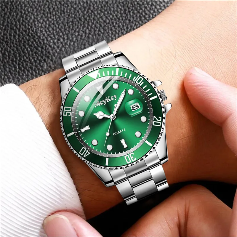 Fashion Men Business Watches Stainless Steel Band Men Calendar Quartz Watch Casual Clock Sports Wristwatch Reloj Hombre