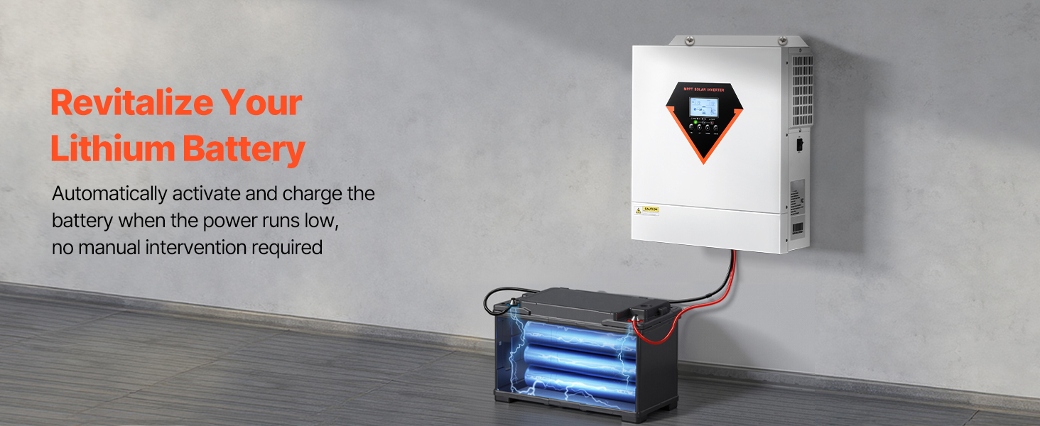 SucceBuy Hybrid Solar Inverter 3000W All in One Pure Sine Wave Charger, Built-in 100A MPPT Solar Controller for Off-Grid System