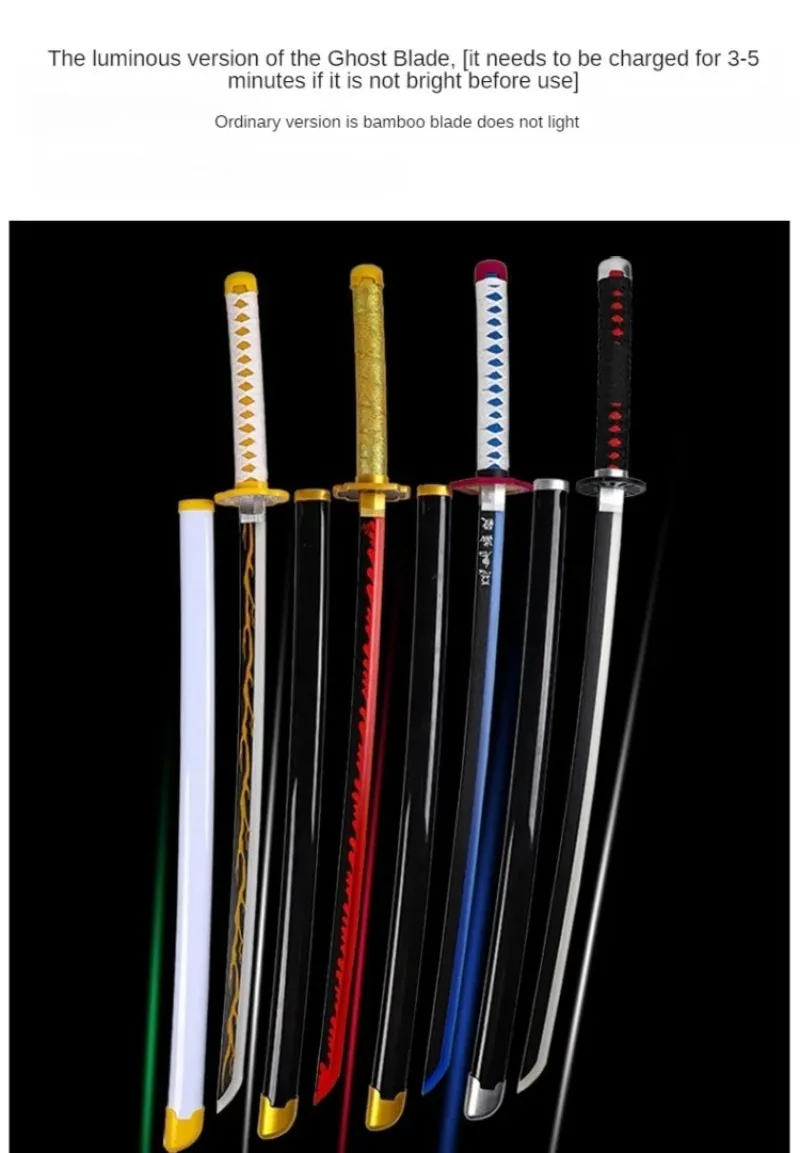 40inch Glow Demon Slayer Katana Kimetsu Tanjirou Cosplay Prop Sword Real Size Japanese Katana Led Lightsabre Samurai Toy Gift