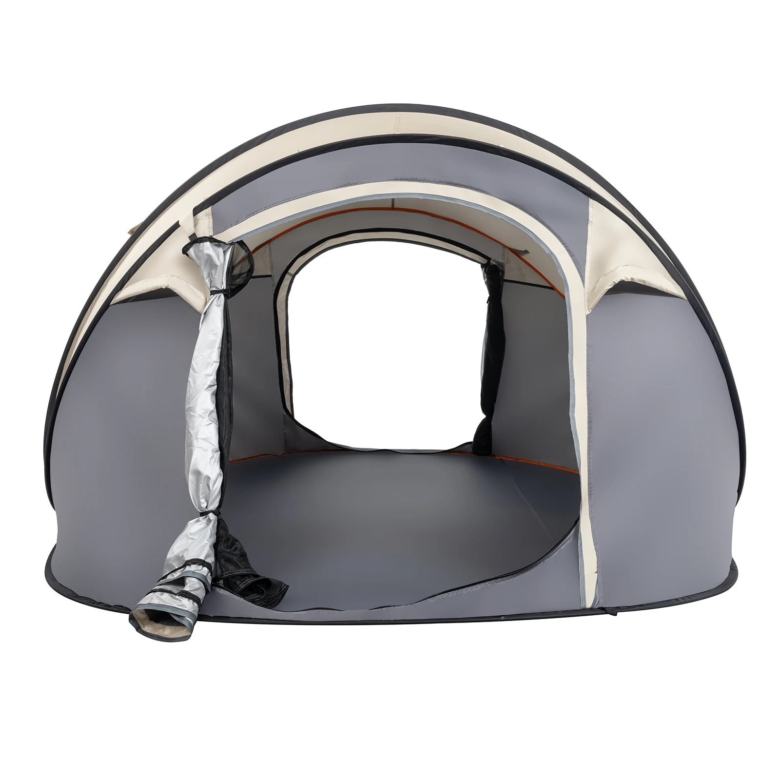 4 Person Pop Up Tent Instant Setup Family Camping Portable Waterproof 190T Polyester Fiberglass Poles with Vestibule Khaki