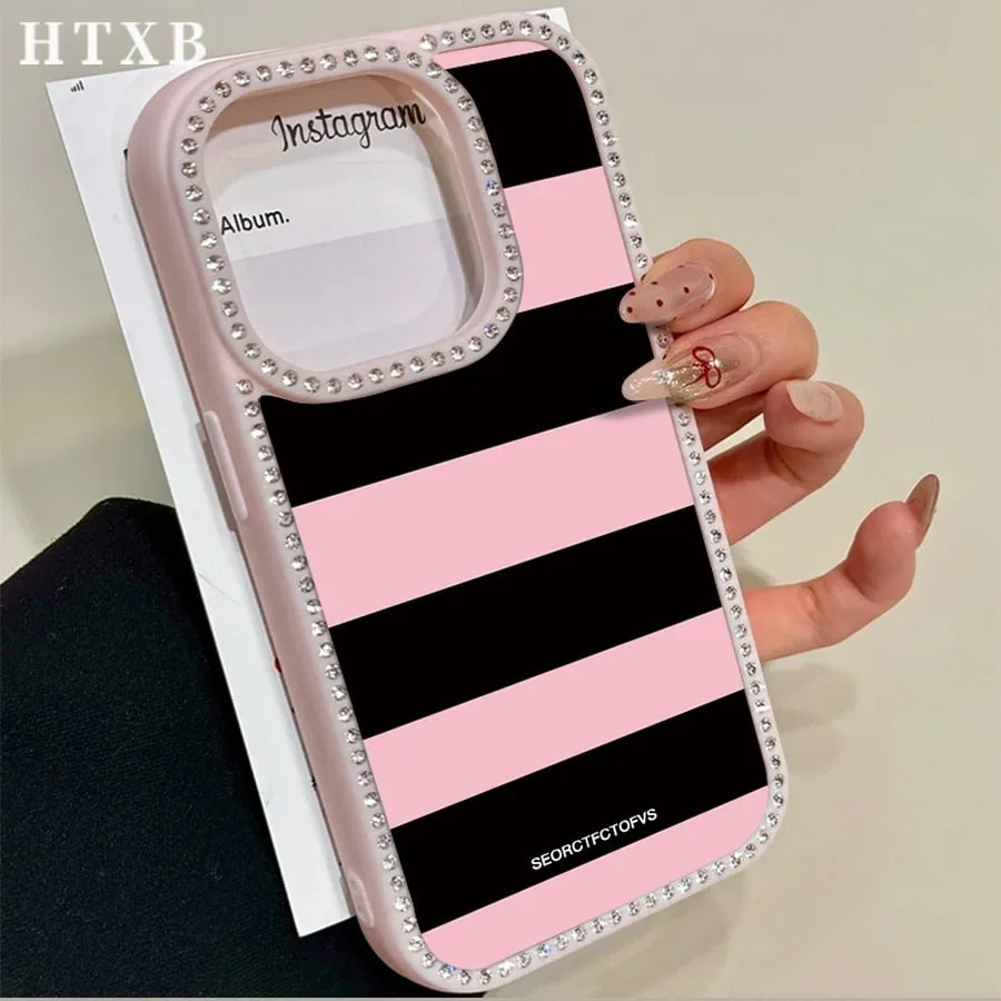 Pink And Black Striped Letters Pattern , Thin And Light, Suitable For IPhone 17/Pro/Air 16 15 14 13 12 11 Pro Max Plus Air 16e,