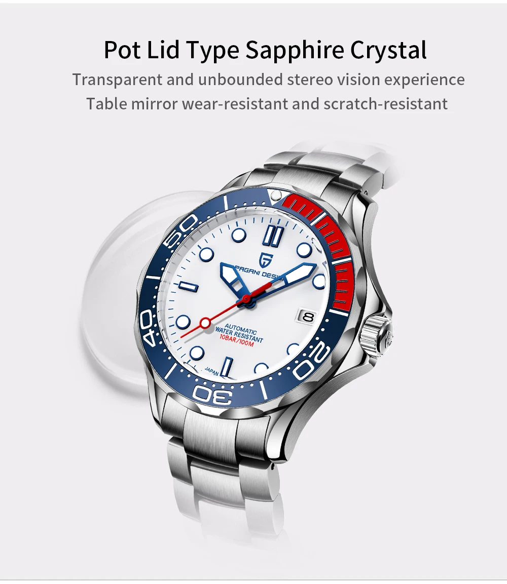 PAGANI DESIGN Men's Watches Luxury Automatic Mechanical Watch For Men Luminous Diving Steel Watch Japan NH35/8215 Wristwatch Men