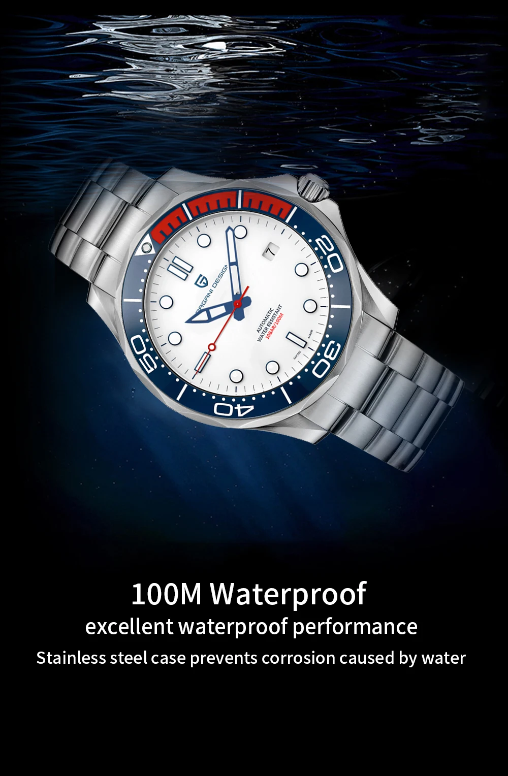 PAGANI DESIGN Men's Watches Luxury Automatic Mechanical Watch For Men Luminous Diving Steel Watch Japan NH35/8215 Wristwatch Men