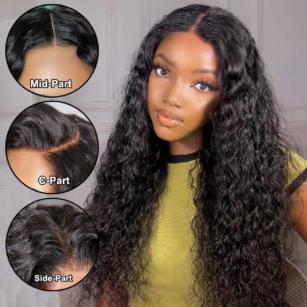 Glueless Wigs Human Hair Pre Plucked Pre Cut 7x5 Hd Lace Closure Wig Human Hair Wear and Go Glueless 250 Density Deep Wave Curly Lace Front Wigs for Black Women Wet and Wavy Natural Hairline