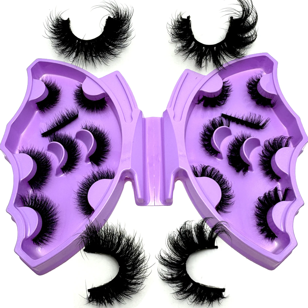 MKYDCG New 8 Pairs of 8-22mm 3D Mink Eyelashes Loose Fake Eyelashes Customized Box Wispy Fluffy Natural Cat Eye Eyelashes