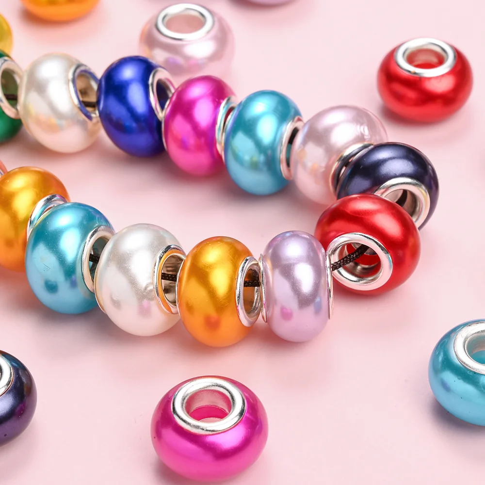 100pcs solid acrylic big hole beads for jewelry making mix color spacer beads for DIY bracelet necklace handcrafts accessories