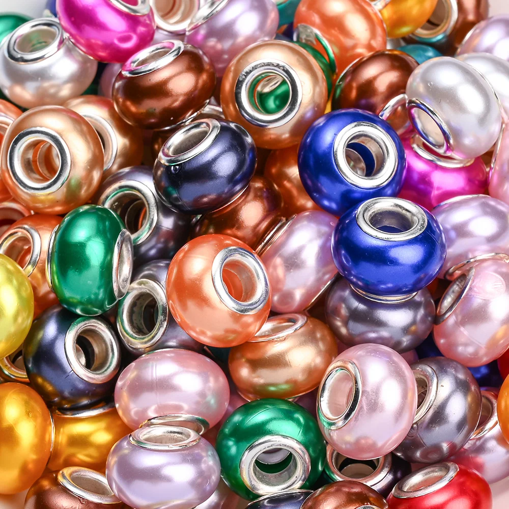 100pcs solid acrylic big hole beads for jewelry making mix color spacer beads for DIY bracelet necklace handcrafts accessories