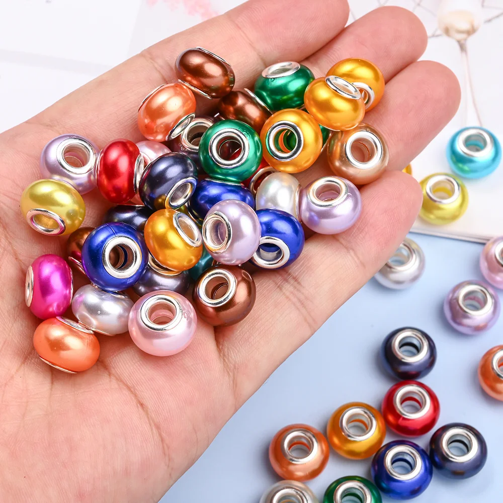 100pcs solid acrylic big hole beads for jewelry making mix color spacer beads for DIY bracelet necklace handcrafts accessories