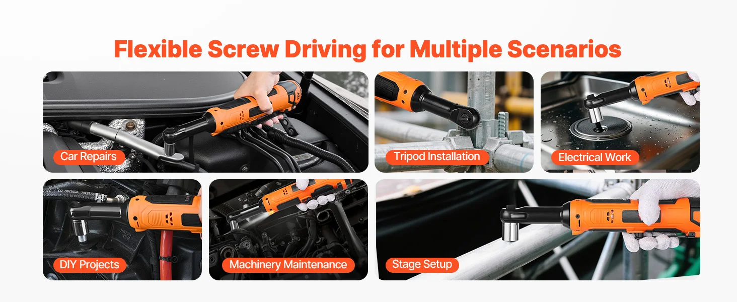 SucceBuy Cordless Ratchet Wrench Battery Powered Electric Wrench Set with Batteries Charger Sockets Adaptor and Carrying Case